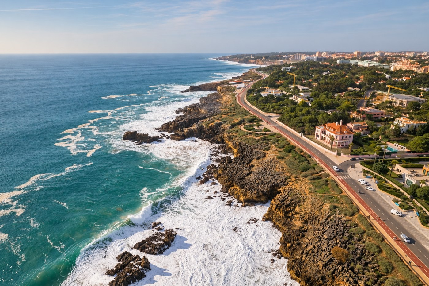 The Atlantic coastline and coastal road near Cascais